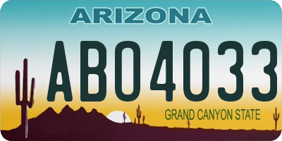 AZ license plate ABO4033