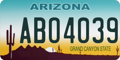 AZ license plate ABO4039