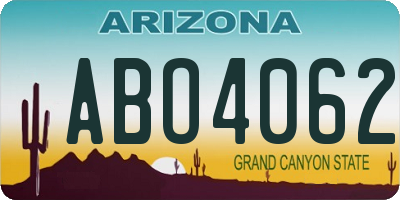 AZ license plate ABO4062
