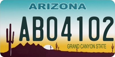 AZ license plate ABO4102