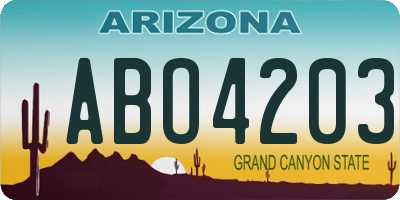 AZ license plate ABO4203