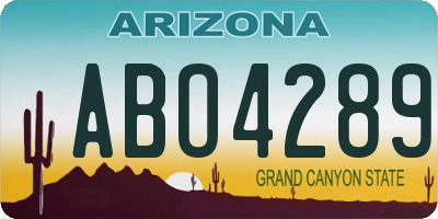 AZ license plate ABO4289