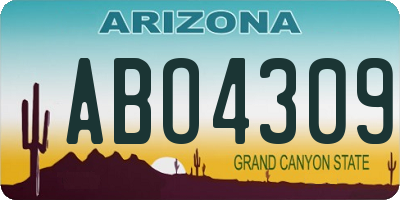 AZ license plate ABO4309