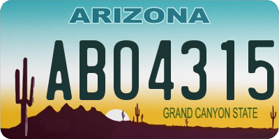 AZ license plate ABO4315