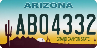AZ license plate ABO4332