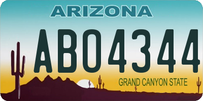 AZ license plate ABO4344