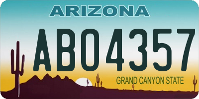 AZ license plate ABO4357