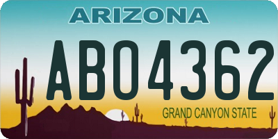 AZ license plate ABO4362