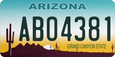 AZ license plate ABO4381