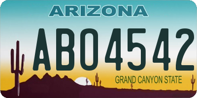 AZ license plate ABO4542
