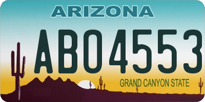 AZ license plate ABO4553