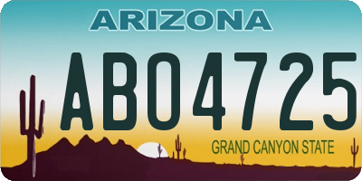 AZ license plate ABO4725