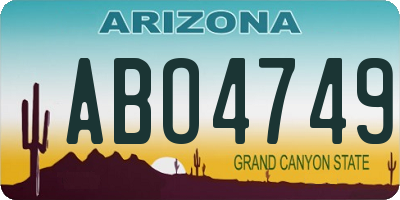 AZ license plate ABO4749