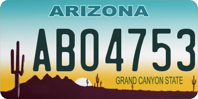 AZ license plate ABO4753
