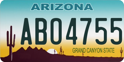 AZ license plate ABO4755