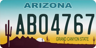 AZ license plate ABO4767