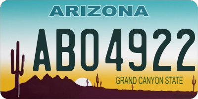 AZ license plate ABO4922