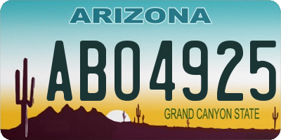 AZ license plate ABO4925