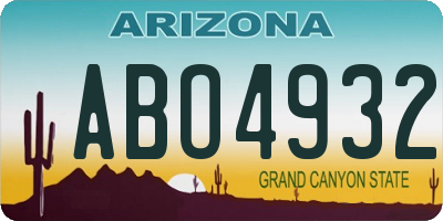 AZ license plate ABO4932