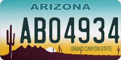 AZ license plate ABO4934