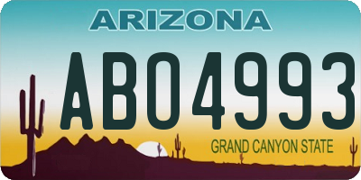 AZ license plate ABO4993