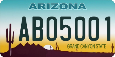 AZ license plate ABO5001