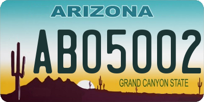 AZ license plate ABO5002