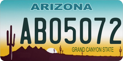 AZ license plate ABO5072