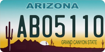AZ license plate ABO5110