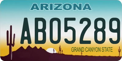 AZ license plate ABO5289