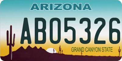AZ license plate ABO5326