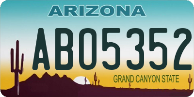AZ license plate ABO5352