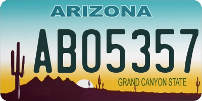 AZ license plate ABO5357