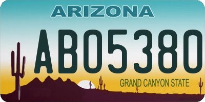 AZ license plate ABO5380