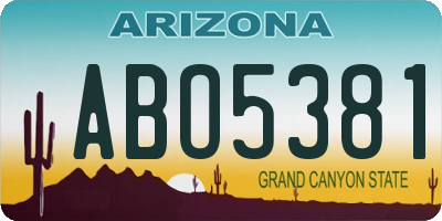 AZ license plate ABO5381