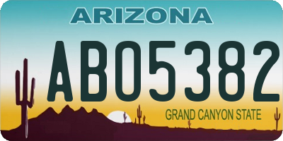 AZ license plate ABO5382