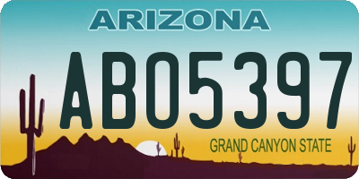 AZ license plate ABO5397