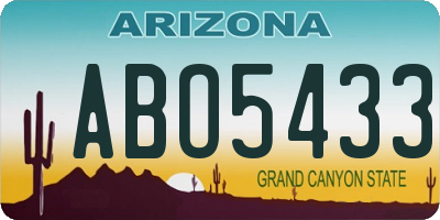 AZ license plate ABO5433