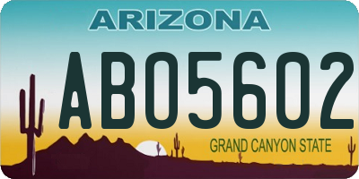 AZ license plate ABO5602