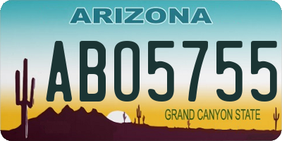 AZ license plate ABO5755