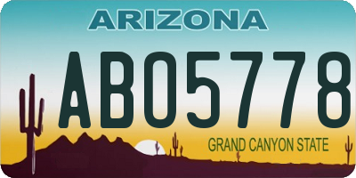 AZ license plate ABO5778