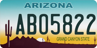 AZ license plate ABO5822