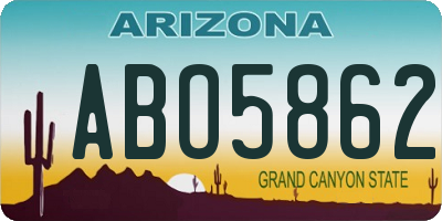 AZ license plate ABO5862