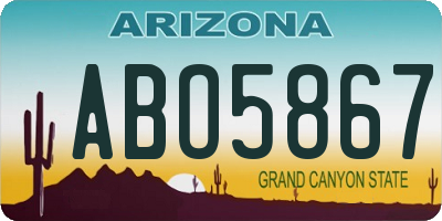AZ license plate ABO5867