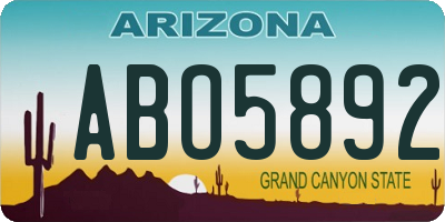 AZ license plate ABO5892