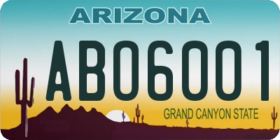 AZ license plate ABO6001