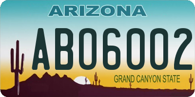 AZ license plate ABO6002