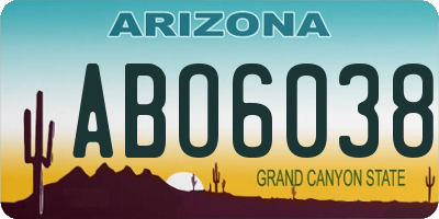 AZ license plate ABO6038