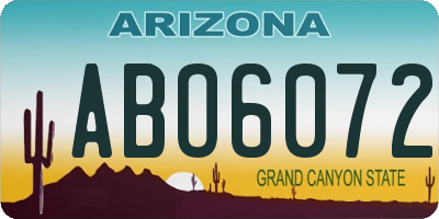 AZ license plate ABO6072