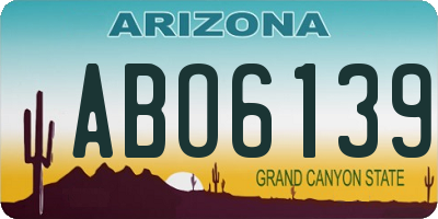 AZ license plate ABO6139